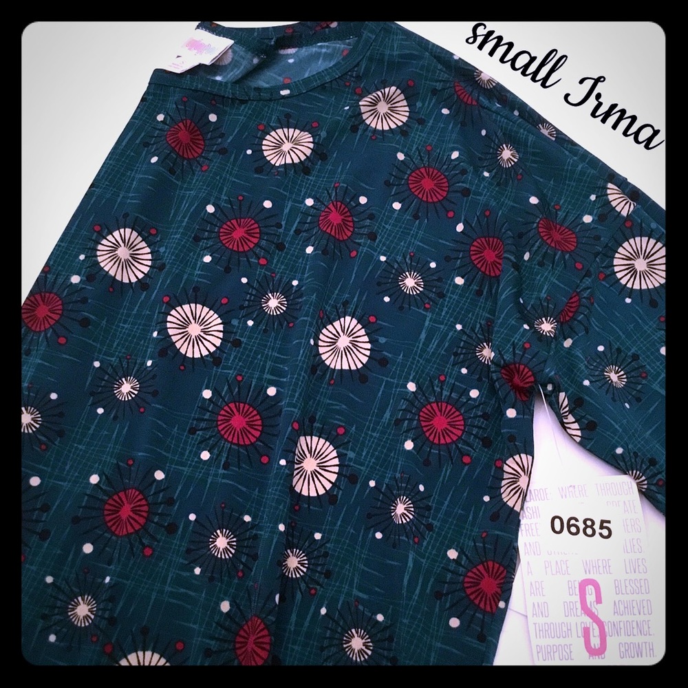 Lularoe Irma green starburst Print NWT